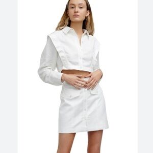 NEW Significant Other Ophelia White Linen Long Sleeve Cut Out Mini Dress